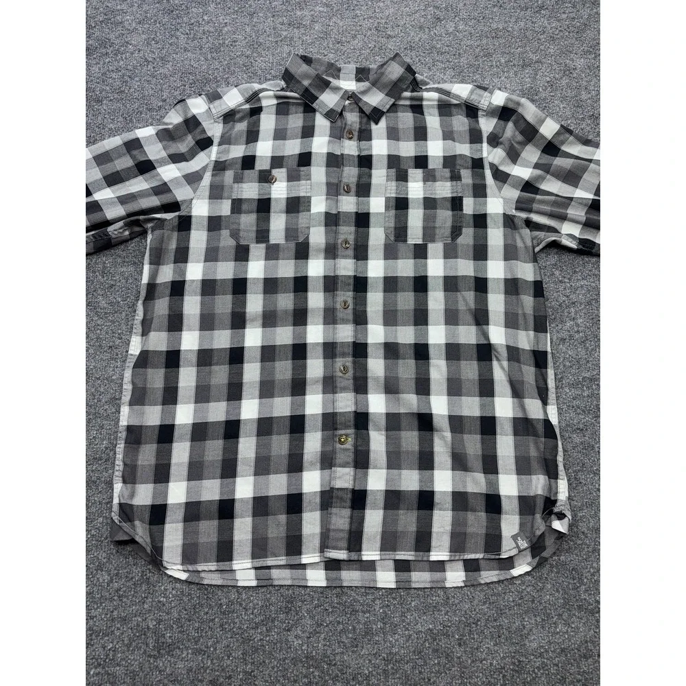 The North Face‎ Mens XL Plaid Button Down Shirt Black Grey White Long Sleeve